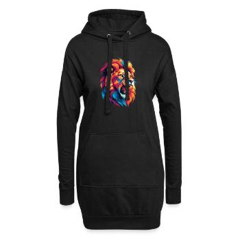 Mehrfarbiger Löwe - Hoodie-Kleid - Schwarz - Vorne