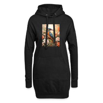 Martin-pêcheur dans une mer de fleurs - Sweat-shirt à capuche long Femme - noir - Devant