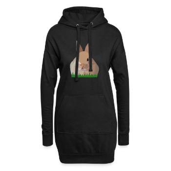 Holly Hase im Grass - Hoodie-Kleid - Schwarz - Vorne