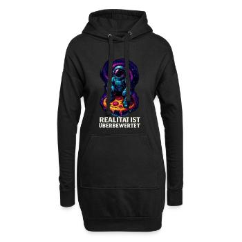 Astronaute sur une pizza dans le cosmos - Sweat-shirt à capuche long Femme - noir - Devant