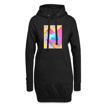 Pastellfarbenes geometrisches Pod-Design - Hoodie-Kleid - Schwarz - Vorne