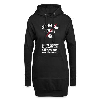 Schlaf wie WLAN: Ausfall nervt - Hoodie-Kleid - Schwarz - Vorne