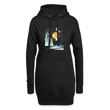 Design Seollal coréen – Grues et soleil - Sweat-shirt à capuche long Femme - noir - Devant
