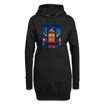 Carrousel nocturne sous la lueur des lumières - Sweat-shirt à capuche long Femme - noir - Devant