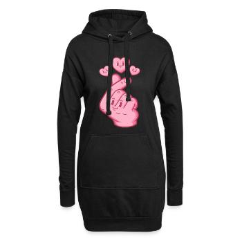 Kpop Koreanische Musik Niedliche Finger Herz Liebe Anime - Hoodie-Kleid - Schwarz - Vorne