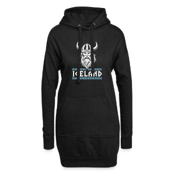 Island Wikinger Helm Nordisch Odin Design Motiv - Hoodie-Kleid - Schwarz - Vorne