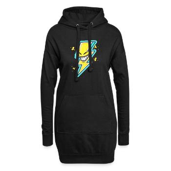 Dessin animé de la foudre riante - Sweat-shirt à capuche long Femme - noir - Devant