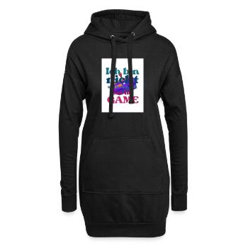 Ich bin im GAME – bunter Spruch - Hoodie-Kleid - Schwarz - Vorne