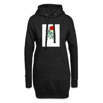 Red poppy in botanical illustration - Hoodie Dress - black - Front