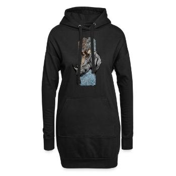 Majestätischer Titan: Rhinos edle Haltung - Hoodie-Kleid - Schwarz - Vorne