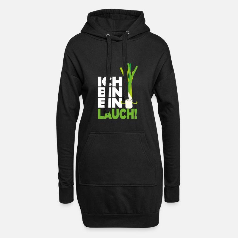 Ich bin ein Lauch - Hoodie-Kleid - Schwarz