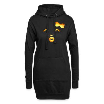 Kürbis Kuss Mund Kerzenschein - DIGITAL - Hoodie-Kleid - Schwarz - Vorne