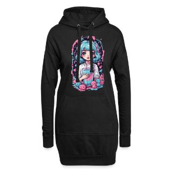 Anime Girl Kawaii Gothic Milkshake Pastel Design - Hoodie-Kleid - Schwarz - Vorne
