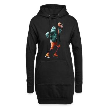 Flamingo - Hoodie-Kleid - Schwarz - Vorne