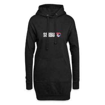 Serbien - Hoodie-Kleid - Schwarz - Vorne