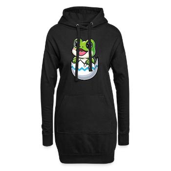 Colorful Easter Egg with Hatching Frog Motif - Hoodie Dress - black - Front