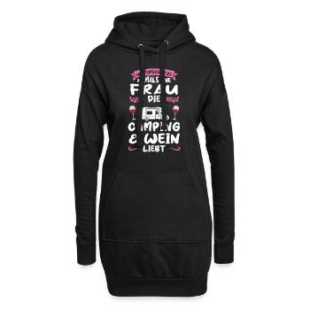 Campen Wein Campingplatz Geschenk - Hoodie-Kleid - Schwarz - Vorne