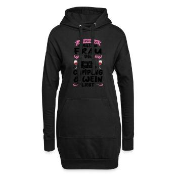 Campen Wein Campingplatz Geschenk - Hoodie-Kleid - Schwarz - Vorne