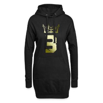 3 Zahl Krone - Hoodie-Kleid - Schwarz - Vorne