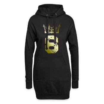8 Zahl Krone - Hoodie-Kleid - Schwarz - Vorne