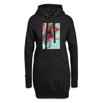 Bunte Blume - Hoodie-Kleid - Schwarz - Vorne