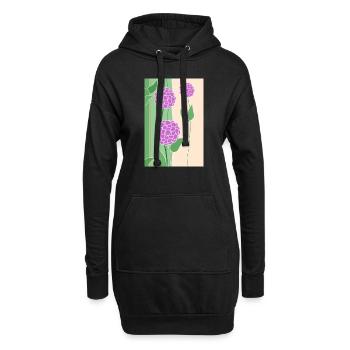 Fleurs - Sweat-shirt à capuche long Femme - noir - Devant
