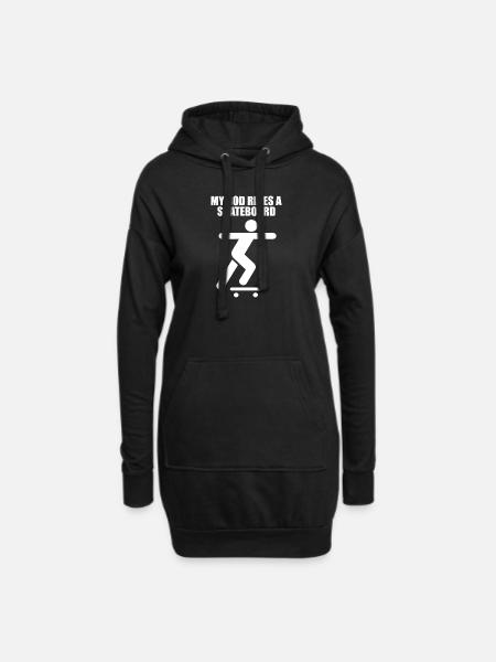 My God rides a skateboard - Hoodie Dress - black
