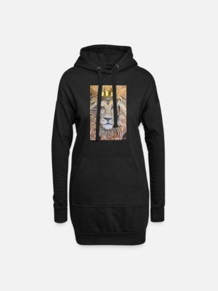 Der König. Löwe mit Krone - Hoodie-Kleid - Schwarz