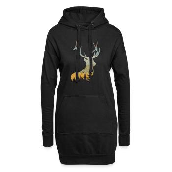 Cerf - Sweat-shirt à capuche long Femme - noir - Devant