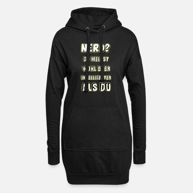 Nerd - Hoodie-Kleid - Schwarz