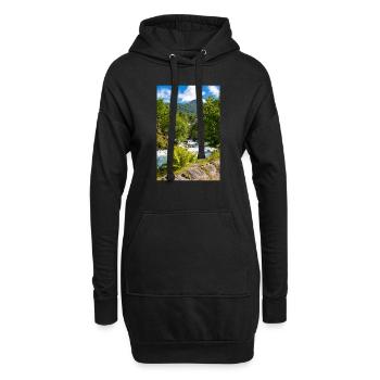 Geiranger panorama Storseterfossen Norwegen - Hoodie-Kleid - Schwarz - Vorne