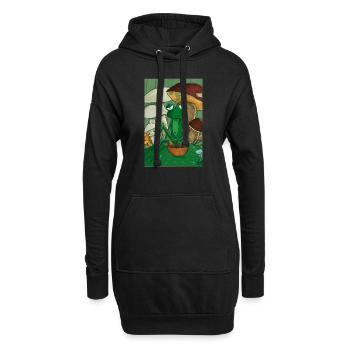 Grenouille cueillant des champignons - Sweat-shirt à capuche long Femme - noir - Devant