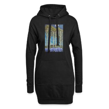 Wölfe auf der Allee - Hoodie-Kleid - Schwarz - Vorne