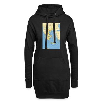 Griechenland Karte mit Städten Straßen Flüssen See - Hoodie-Kleid - Schwarz - Vorne