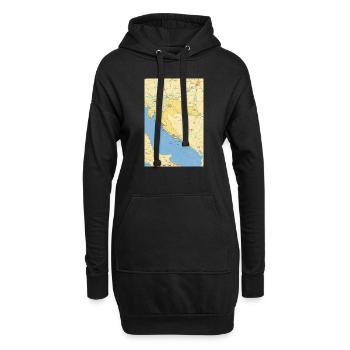Carte de la Croatie avec les villes, les routes, les rivières, les lacs - Sweat-shirt à capuche long Femme - noir - Devant