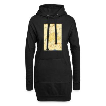 Carte de la Suisse avec les villes, les routes, les rivières, les lacs - Sweat-shirt à capuche long Femme - noir - Devant