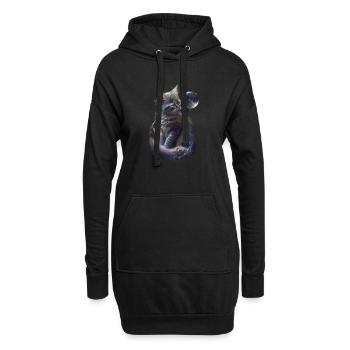 kitten Katze Animal - Hoodie-Kleid - Schwarz - Vorne