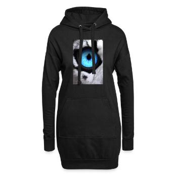 schwarz weißer Löwe mit blauen Augen LINKES AUGE - Hoodie-Kleid - Schwarz - Vorne