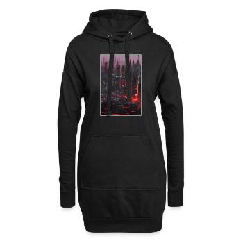 ville futuriste Science Fiction Dystopian - Sweat-shirt à capuche long Femme - noir - Devant