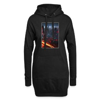 ville futuriste Science Fiction Dystopian - Sweat-shirt à capuche long Femme - noir - Devant