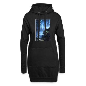 ville futuriste Science Fiction Dystopian - Sweat-shirt à capuche long Femme - noir - Devant