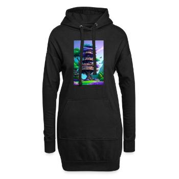 Treehouse Purple - Hoodie-Kleid - Schwarz - Vorne