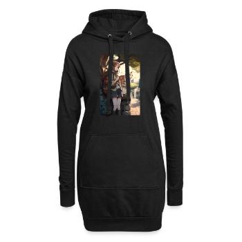 Anime Manga Katze Frau Geschenkidee - Hoodie-Kleid - Schwarz - Vorne