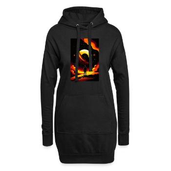 lost in space - Sweat-shirt à capuche long Femme - noir - Devant