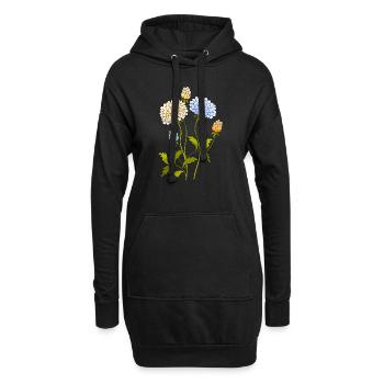 Fleur - Sweat-shirt à capuche long Femme - noir - Devant