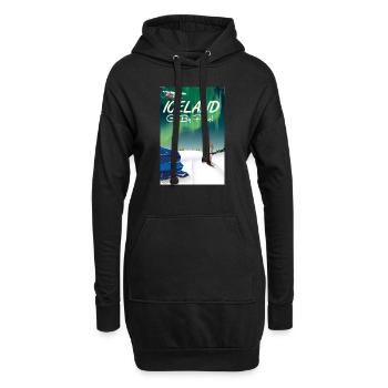 Islande Go By Plane Affiche de voyage de ski - Sweat-shirt à capuche long Femme - noir - Devant