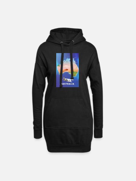 Carte de voyage Australie - Sweat-shirt à capuche long Femme - noir