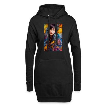 Beauté colorée 9 - Sweat-shirt à capuche long Femme - noir - Devant