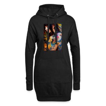 Beauté colorée 8 - Sweat-shirt à capuche long Femme - noir - Devant