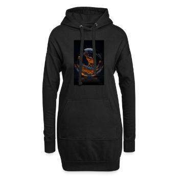 Wolken in einer Blase orange 3 - Hoodie-Kleid - Schwarz - Vorne